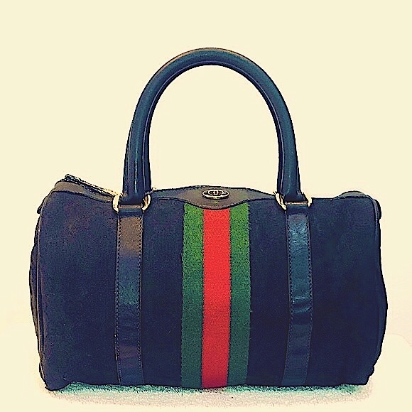 Vintage GUCCI Web Boston Bag - Picture 1 of 13